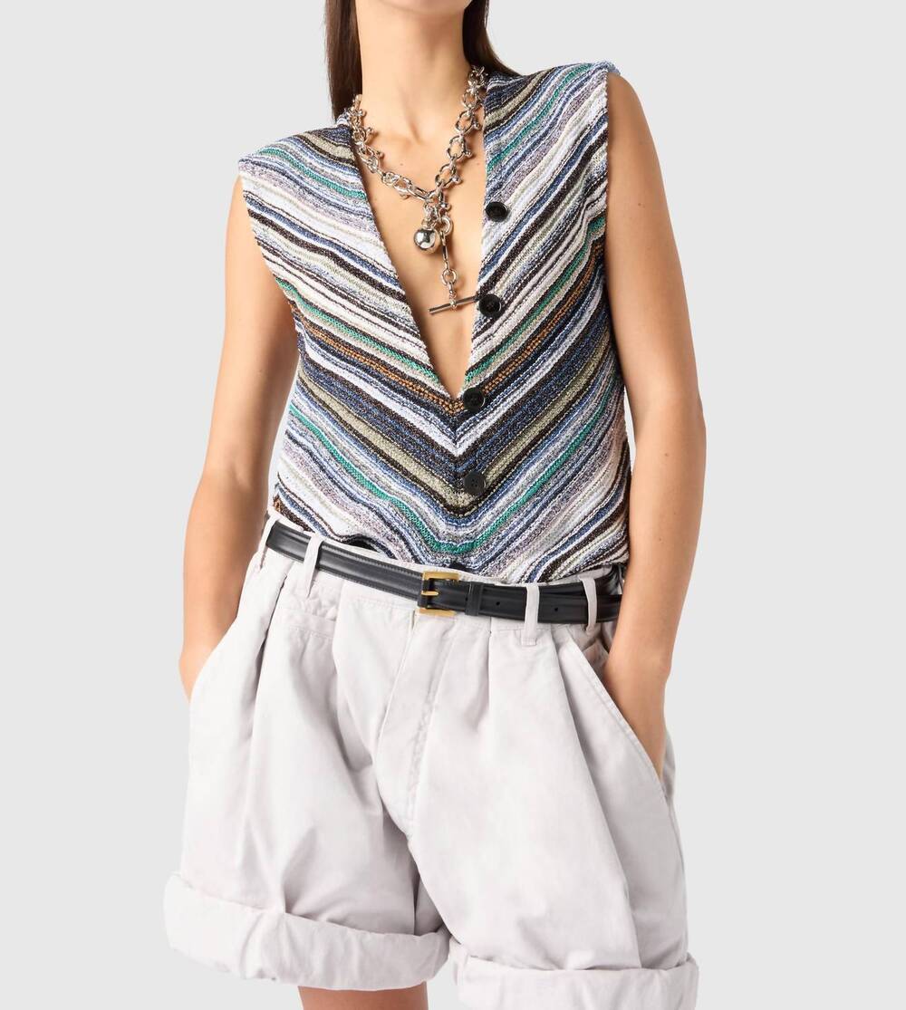 NEW MISSONI striped vest with sequin appliqué in multi cold